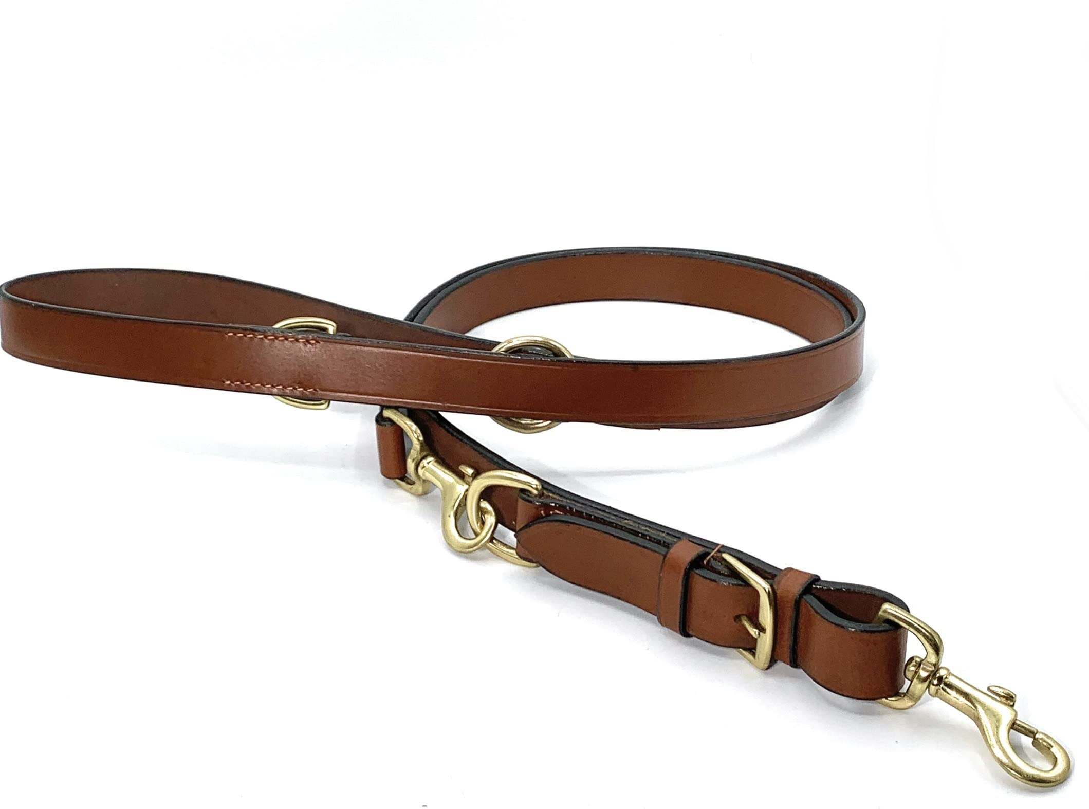 Astile Equine And Pet Supplies Leather Dog Lead Heavy Duty Dog Training Leash Adjustable Police Style Training for Large Medium Small Dogs (TAN)