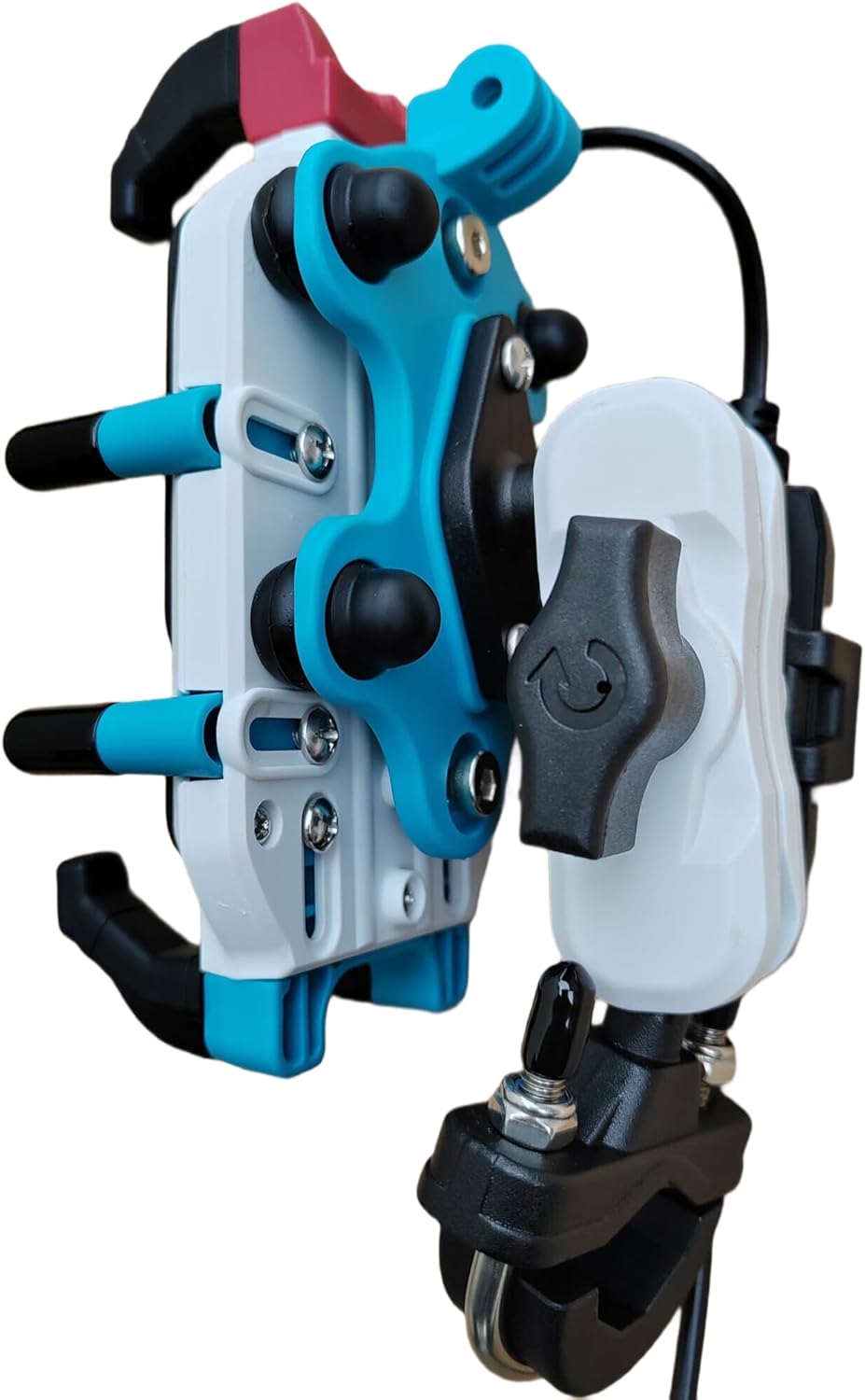 Motorcycle Phone Mount Holder with Charger Waterproof Handlebar 15W Wireless&PD USBC QC3.0 Fast Charging Port with Vibration Dampener Anti Shake for Motorcycle Fit 4.7''-7.2''Cell Phone