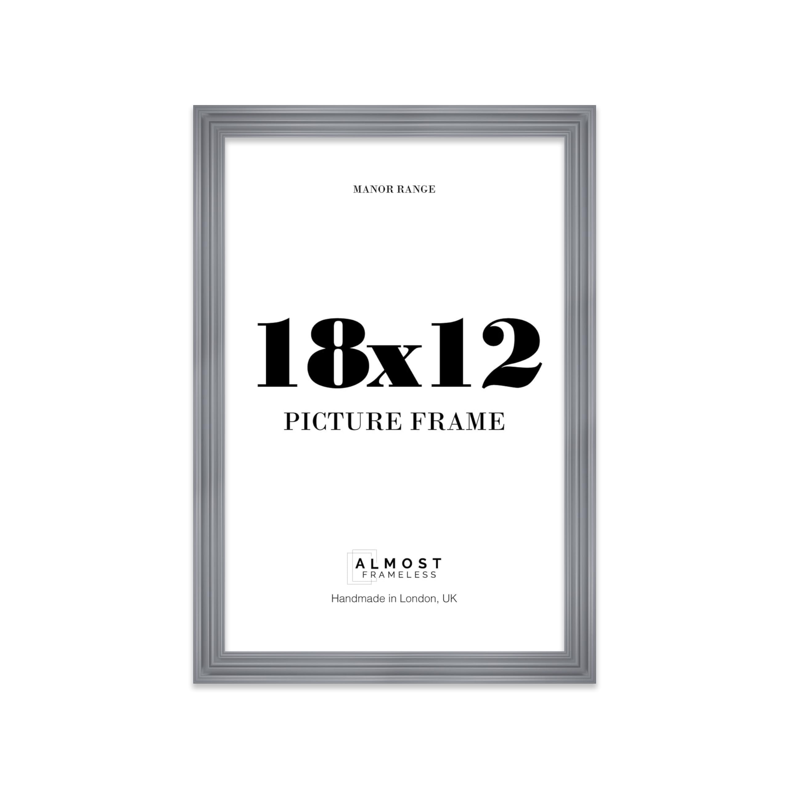 18x12 Picture Frame, Display 18x12 Pictures (30.5 x 45.7cm) - Scandi Grey Classic 42mm Edge Photo Display - 1 Pack