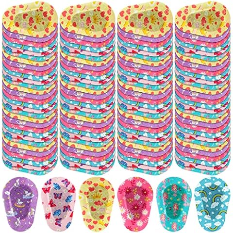 Panelee 150 Pcs Adhesive Eye Patches for Kids Girls Designs Cotton Adhesive Bandages for Girls Toddler, 6 Styles Cover