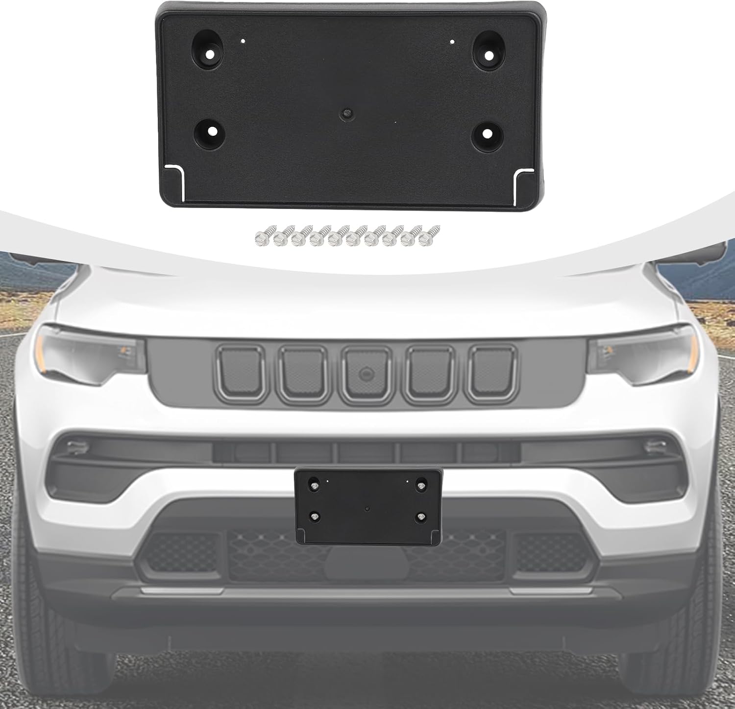 RAZPOY Front License Plate Bracket Holder Mount Frame Compatible with Jeep Compass Accessories 2022-2024, Black
