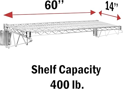 Miniatura 2 de Regal Altair Estante de alambre para montaje en pared (cromo, 14 pulgadas de profundidad x 60 pulgadas de ancho x 2 pulgadas de alto)