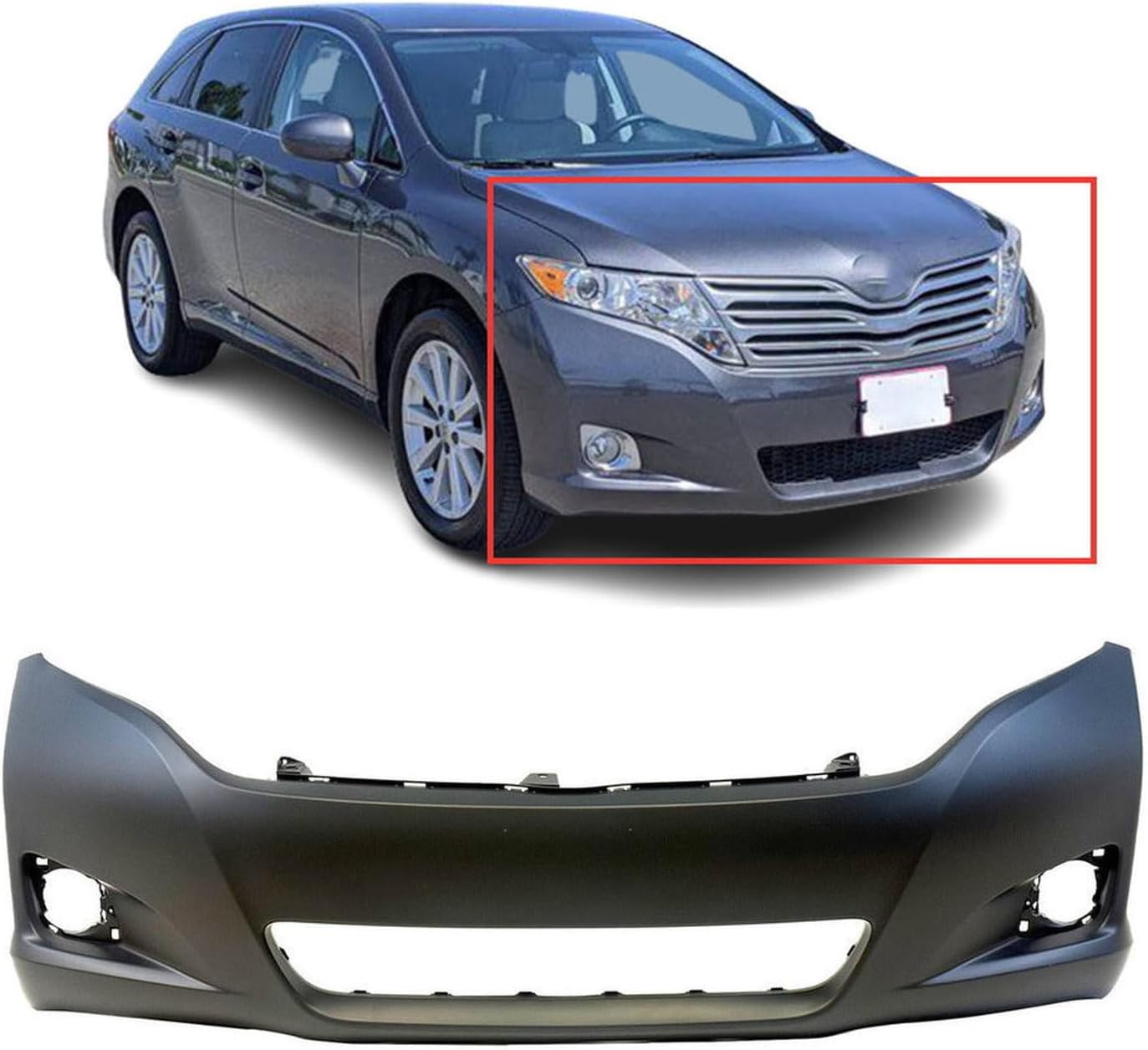 FitParts Compatible With Front Bumper Cover 2009 2010 2011 2012 2013 2014 2015 2016 Toyota Venza AWD LE XLE Limited Sport. New, Primed. TO1000354