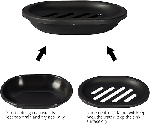 Miniatura 3 de Topsky Jabonera para ducha, 4 platos con bandeja de goteo, soporte de barra con drenaje para fregadero de cocina, mantiene el jabón seco, negro