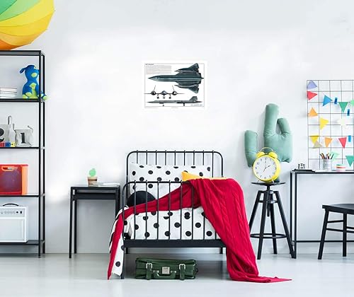 Miniatura 2 de Feenixx SR-71 Blackbird Three Views - Póster educativo de avión militar, 24 x 18 pulgadas