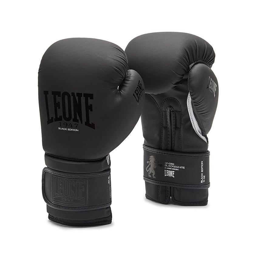 LEONE 1947 Gn059, GUANTI BOXE BLACK&WHITE - GN059 Unisex - Adulto, Nero, 10 oz