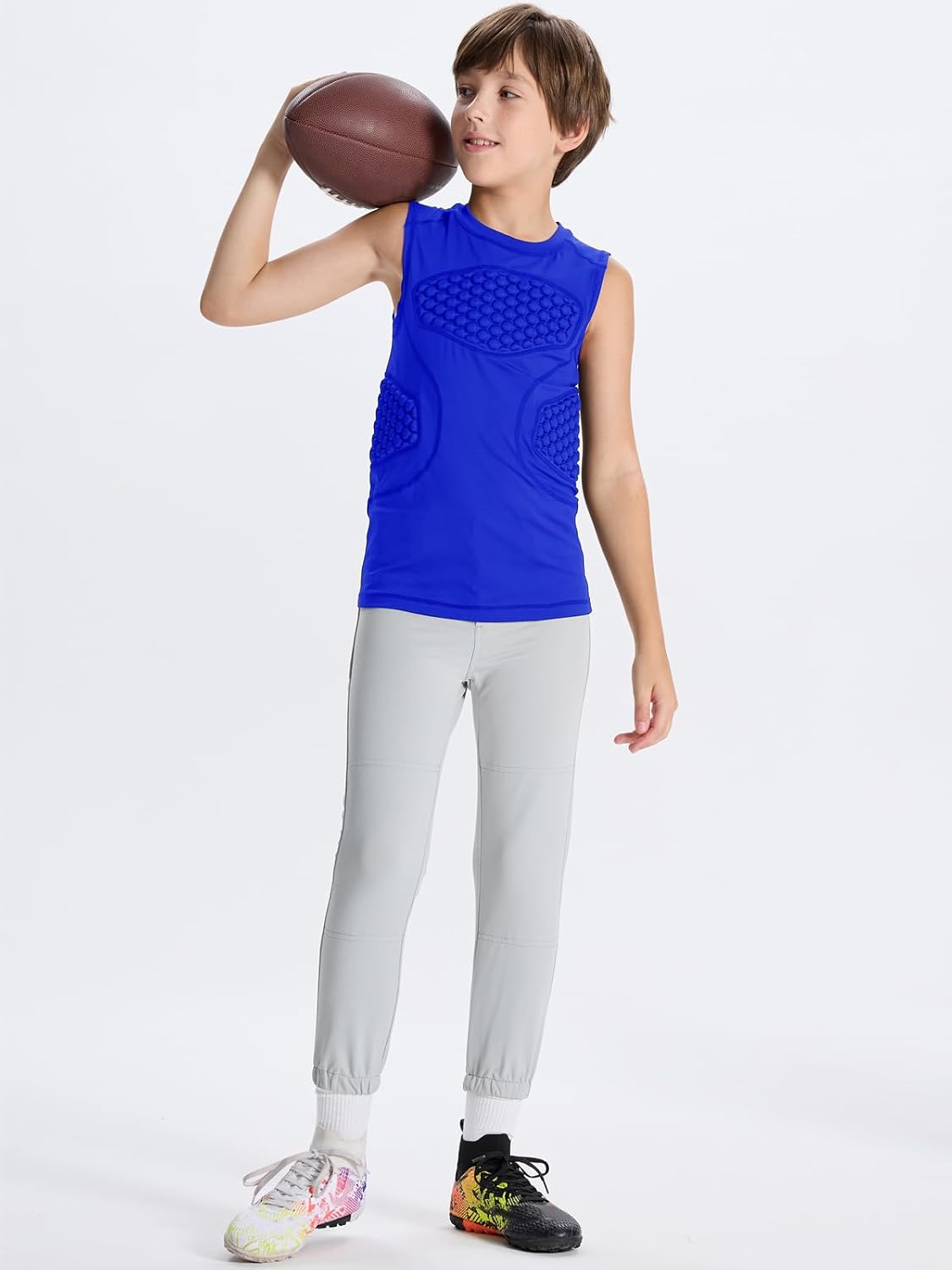 DEVOROPA Youth Boys Football Baseball Padded Compression Shirt Chest Protector Softball Lacrosse Rib Heart Sternum Guard - Image 4