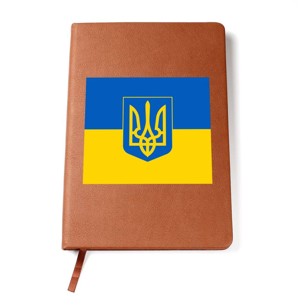 Tryzub And Flag Of Ukraine - Vegan Leather Journal Ukrainian Trident