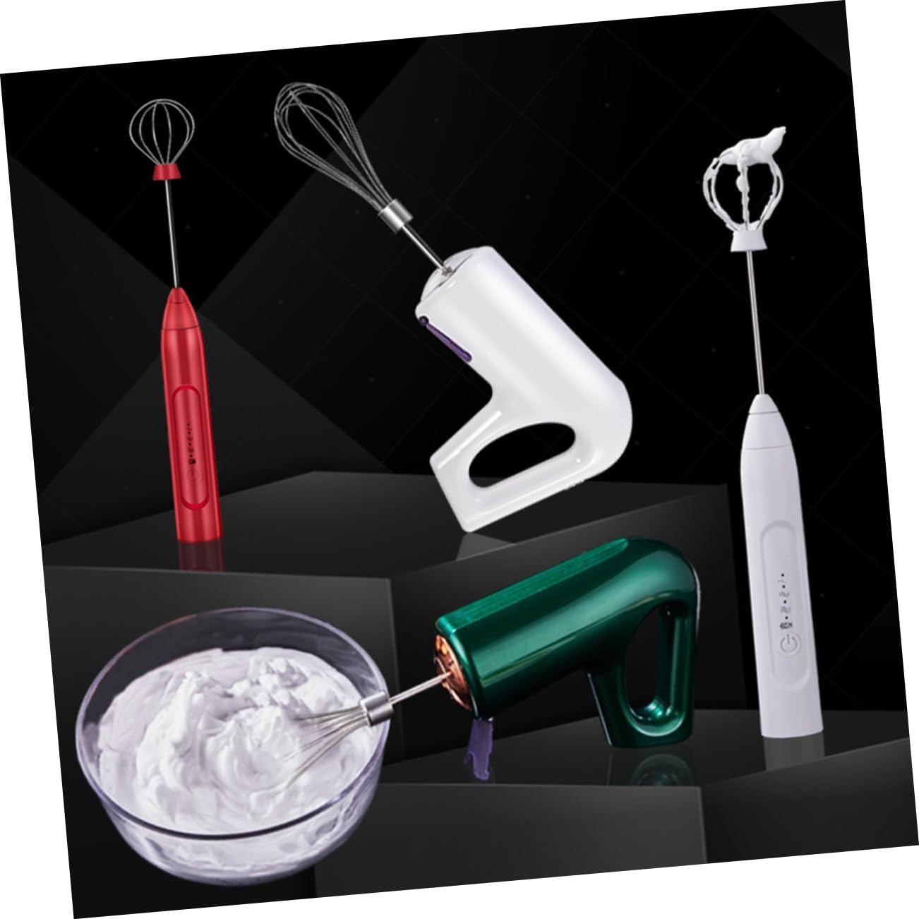 Sosoport High Power Electric Egg Whisk Handheld Cream Mixer for Baking Kitchen Gadget 5 Speeds for Cakes and Whipped Cream