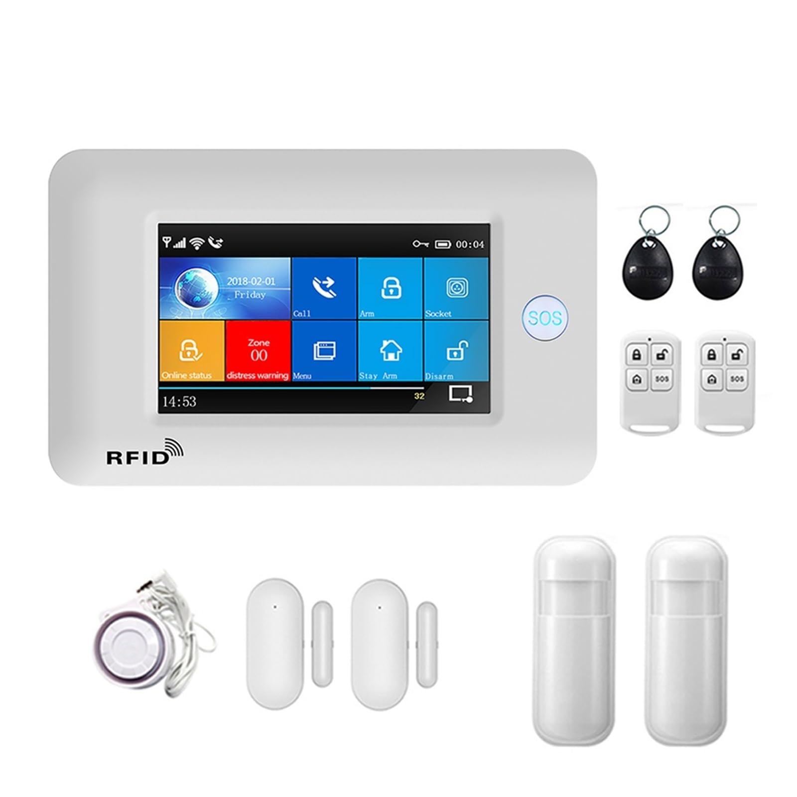 Di Allarme WiFi 4G GSM Tuya Sensore Movimento Sicurezza Domestica Compatibile Con Controllo APP Wireless Smart Life Da 4,3 Pollici Monitoraggio Remoto(B)