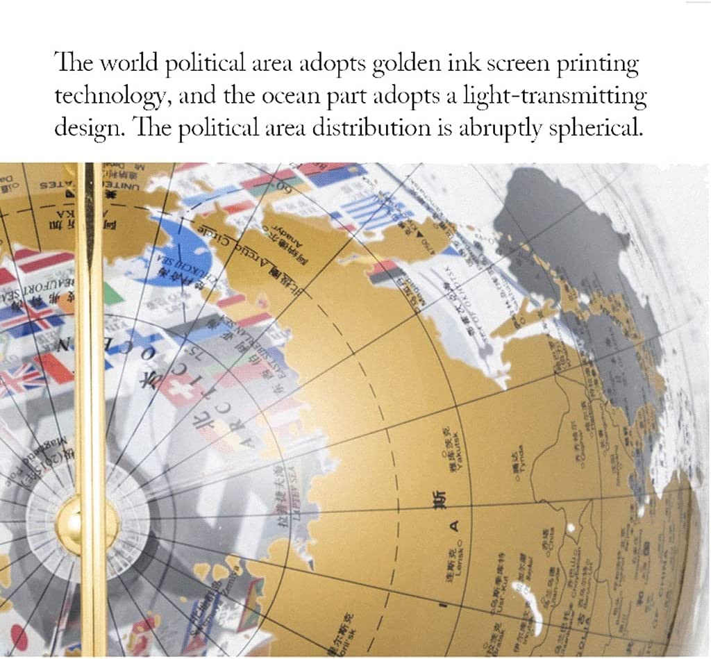 SYALEO Éducative Globe Transparent décoratif du Monde, 35cm de diamètre, pour Bureau, Maison, Bureau, à Collectionner, avec Support en métal Politique/Géographique