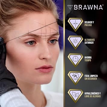 BRAWNA [ 30 m ] Pre-Inked Mapping String for Eyebrow Measuring - Microblading Supply - PMU Supplies - Black