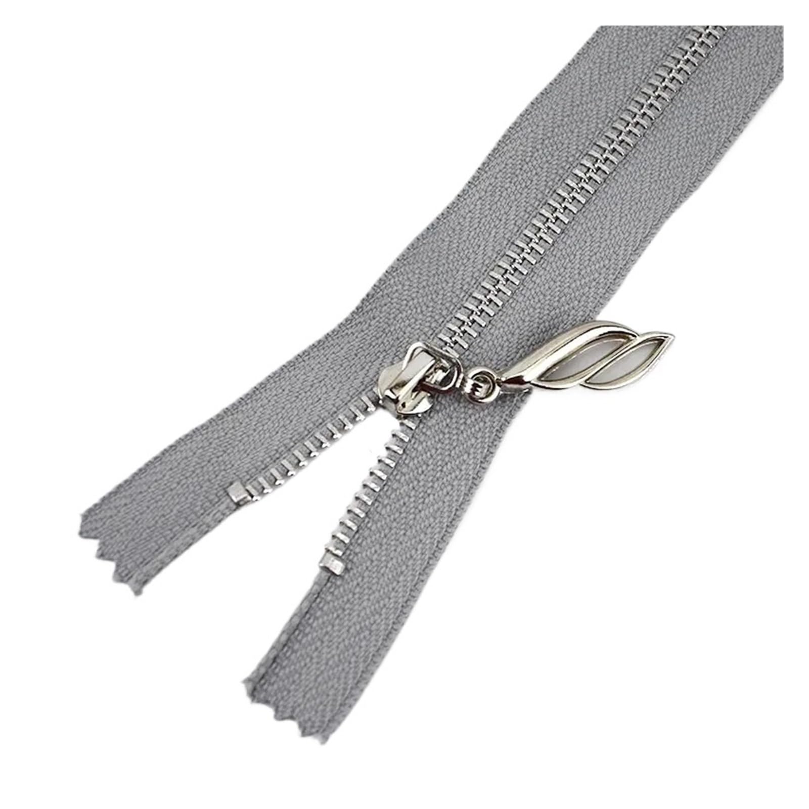5Pcs 3# Metal Zipper for Sewing 30cm Close-End Zippers Silver Tooth Bag Decor Zip DIY Garment Accessories(ZA078-Gray)