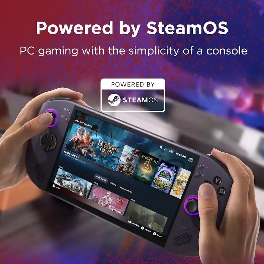Image of Lenovo Legion Go S Handheld Gaming Console, 16GB RAM 1TB SSD, Steam OS, AMD Ryzen Z2 Go, 8 inch 120Hz IPS LCD Touch Screen, with GSF Kit