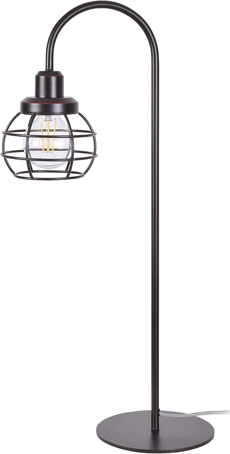 Kenroy Home 32702ORB Caged Table Lamp with Oil Rubbed Bronze Finish, Rustic Style, 27" Height, 7.5" Width, 13.125" Depth