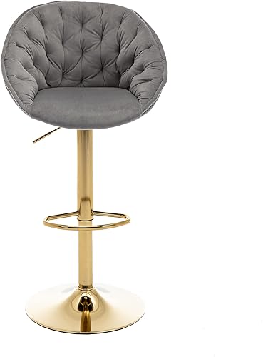 Miniatura 9 de Kakotito Taburetes de bar giratorios, taburetes de bar giratorios de 360 con respaldo suave y reposapiés, taburete de bar ajustable de altura de