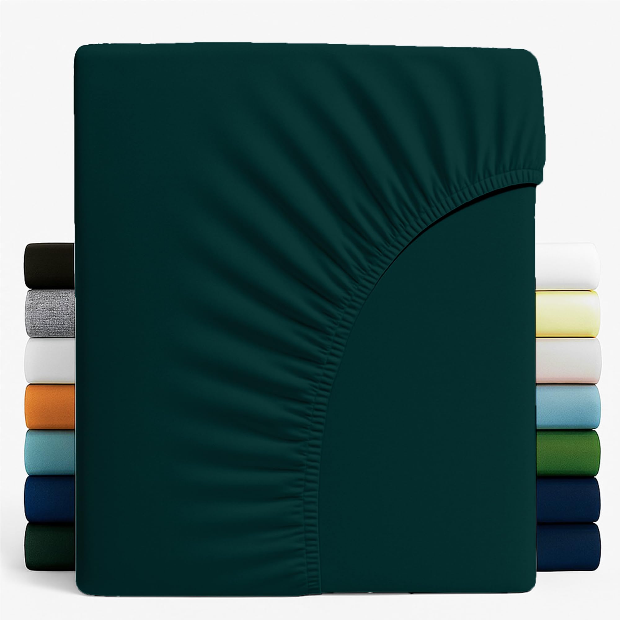 Z&A Bedding Single Fitted Sheet Emerald Green - 30CM Extra Deep Elastic Corners Bedsheet - Super Soft Brushed Microfibre Bottom Sheet - Washable, Shrinkage & Fade Resistant