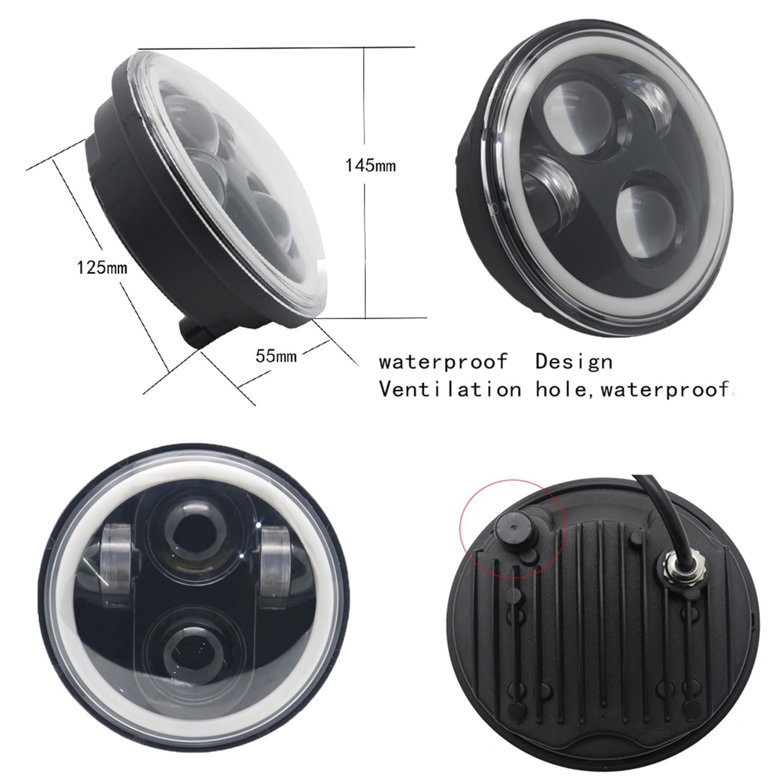 Faro Moto Per Speed ​​Triple Per Street Triple LED Fendinebbia | 2 fari a LED 5,75 pollici con fascio alto/basso Halo per 3 per Speed ​​Triple per Street Triple per proiettore Thunde 5 3/4"