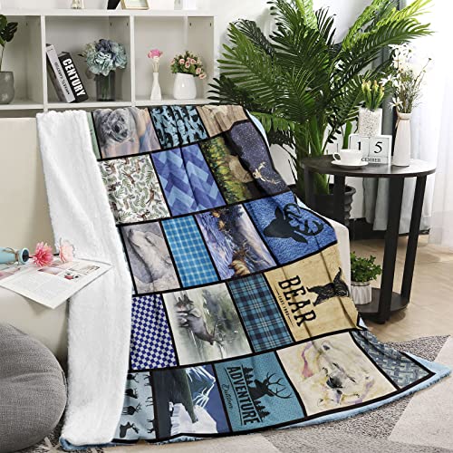 Domgoge Polar Bear Deer Blanket Throw Kids Soft Flannel Fleece Blankets Gifts Adult Rustic Lightweight Fuzzy Plush Travel Couch Sofa Farmhouse Decor - Image 2