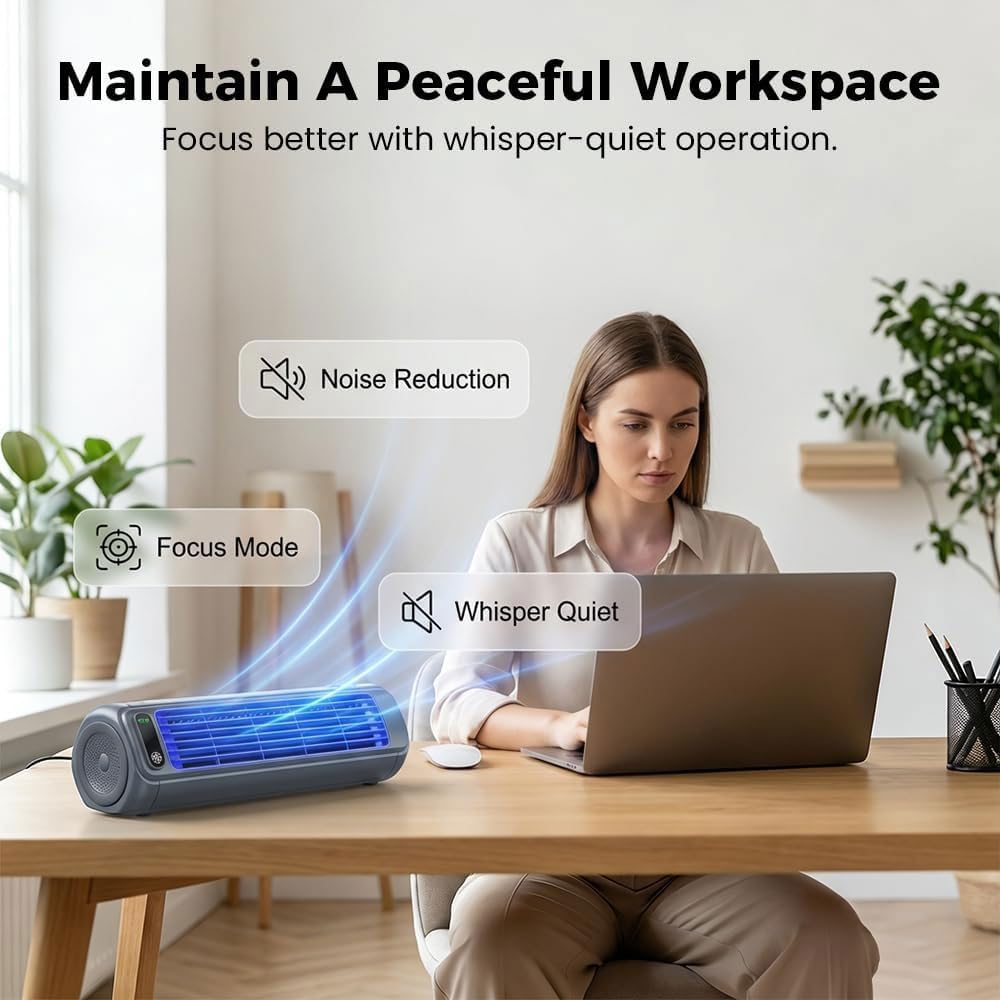Aire Acondicionado PortáTil Cooling Ace Modelo 2026, Mini Ventilador con 3 Velocidades Y Pantalla TáCtil Led, Enfriador de Aire Recargable Por Usb Para Dormitorio, Cocina(Dark Gray)