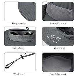3 Pack Mens Outdoor Wide Brim Fishing Hat,UPF 50+ Sun Protection Cap with Face Neck Flap for Hiking & Garden