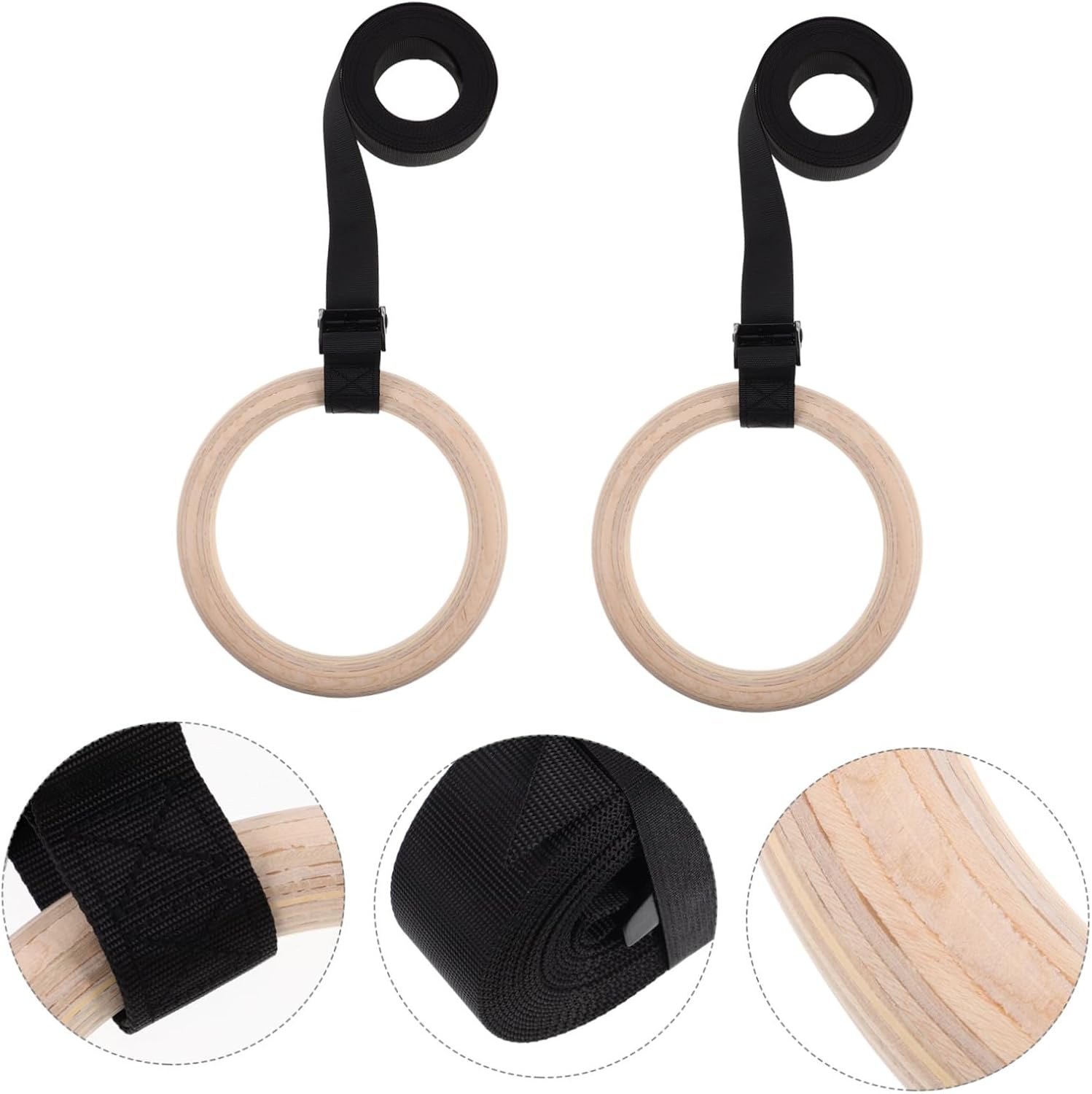 Gymnastic Rings with Adjustable Straps Non Slip Suspension Workout Rings for Full Body Training Durable Reliable Fitness for Home Gym Exercise