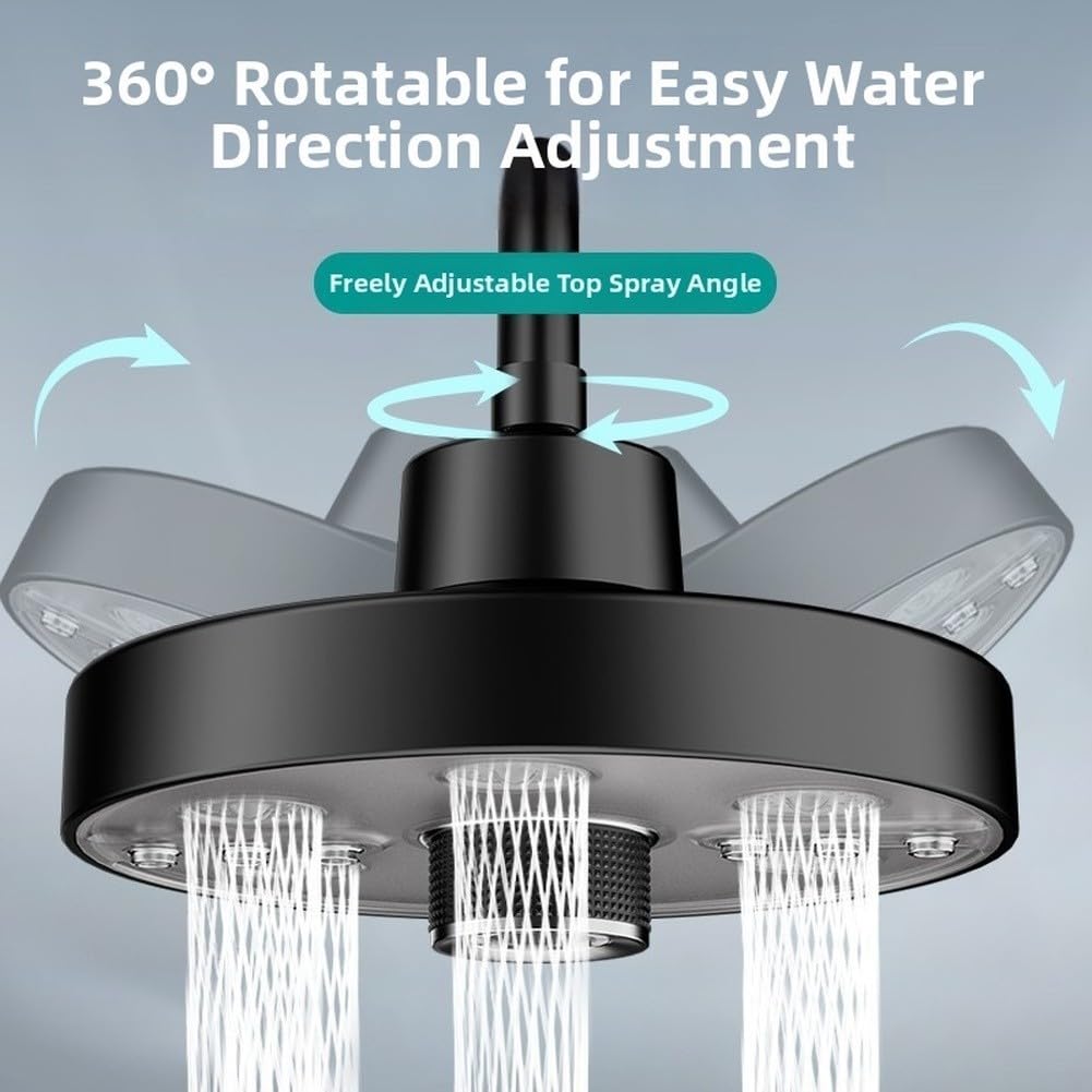Cabezal para ducha Ahorro Agua Tecnología Aire Negro Cabezal(Bright Silver)