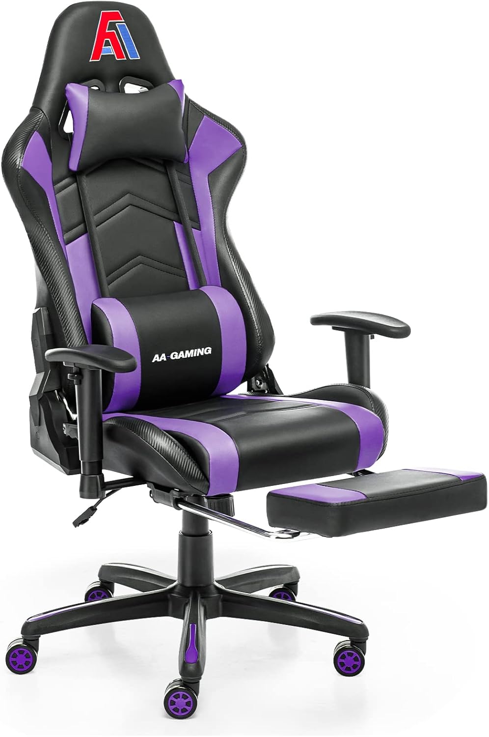 AA Products Gaming Chair High Back Ergonomic Computer Racing Chair Adjustable Gamer Chair with Footrest, Lumbar Support Swivel Chair – BlackPurple