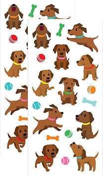 Playhouse Chocolate Scented Pack of Two Scratch & Sniff Sticker Sheets - Chocolate Lab Puppies