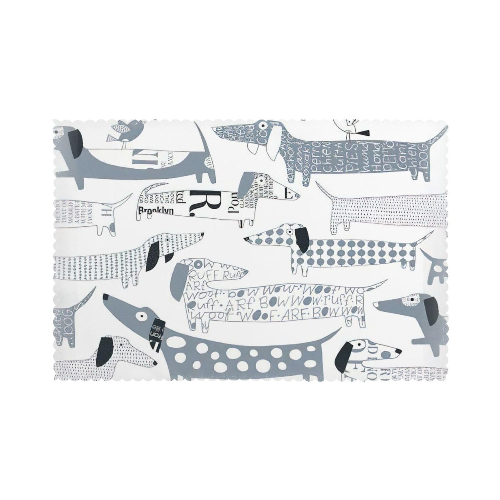 Cute Dachshund Dog Print Placemats for Dining Table Set of 6 12x18 Inch Table Mats for Party Kitchen Dining.