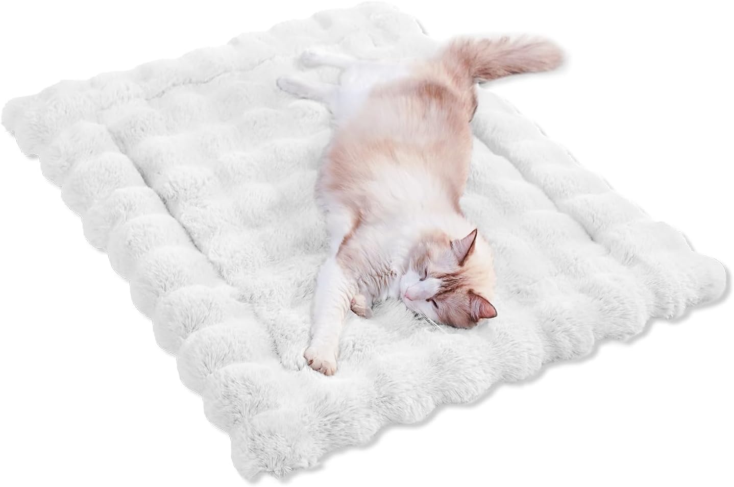 Plush Dog Bed Mat with Faux Fur - 27x20, Anti-Slip, Self-Warming