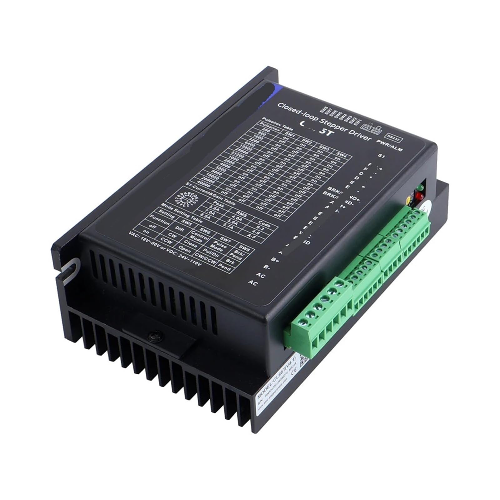 Controlador de motor paso a paso de circuito cerrado, Nema 34 0~8.2A 24~80VDC CL86T Controlador de motor paso a paso digital de 2 fases CNC