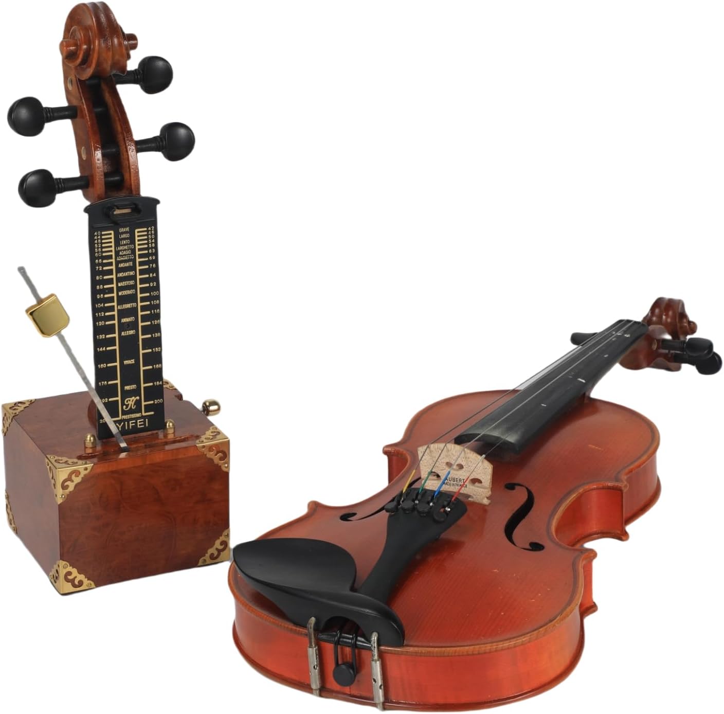 Handcrafted Solid Wood Metronome - Vintage Violin-Inspired Design with Gold Accents, Precision Mechanical Movement & Luxe Violin-Maker Finish, Artisan Crafted for Musicians, Teachers & Collectors