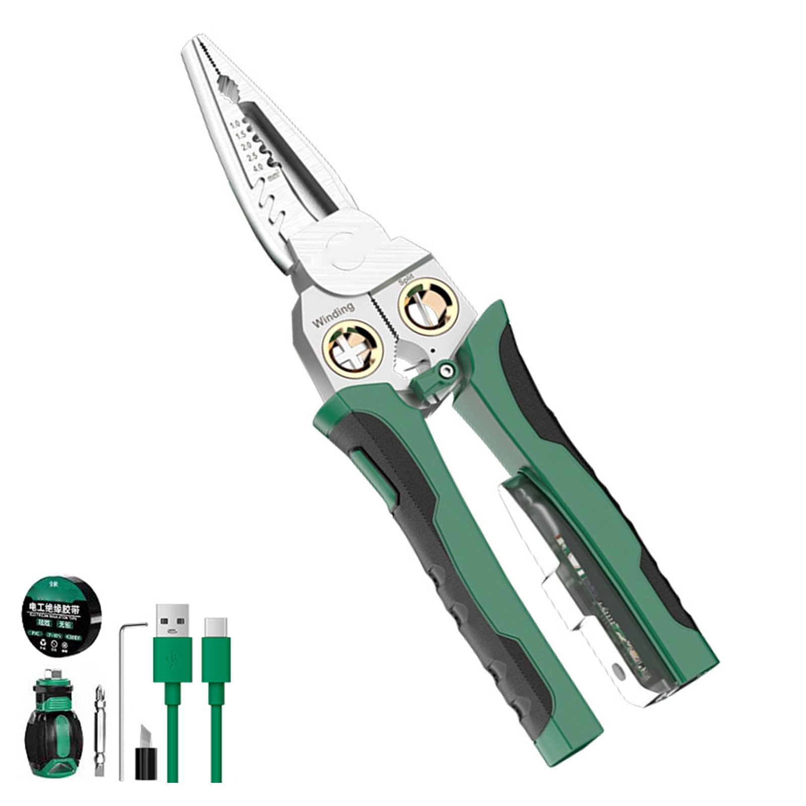 Multipurpose Electrician Tool Combining Wire Stripper Crimper and Voltages Tester Electrician Tool for Safe Wiring Wire Cutter