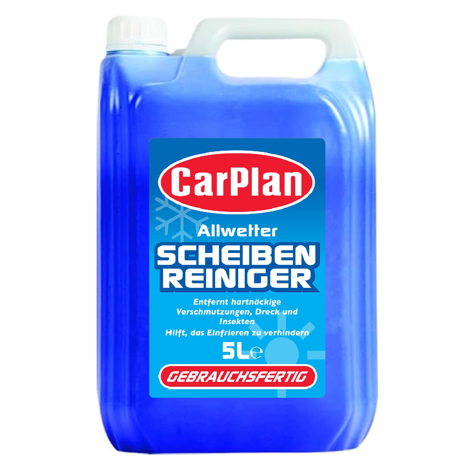 CarPlan Ganzjahres-Scheibenreiniger gebrauchsfertig (5 L) | Insekten-Entferner mit Frostschutz bis -4 °C | Für Scheiben- und Scheinwerfer-Waschanlagen | Mit frischem Duft