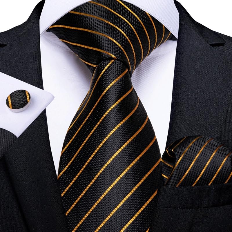Corbata de seda rayada para mujer y hombre miniatura 2