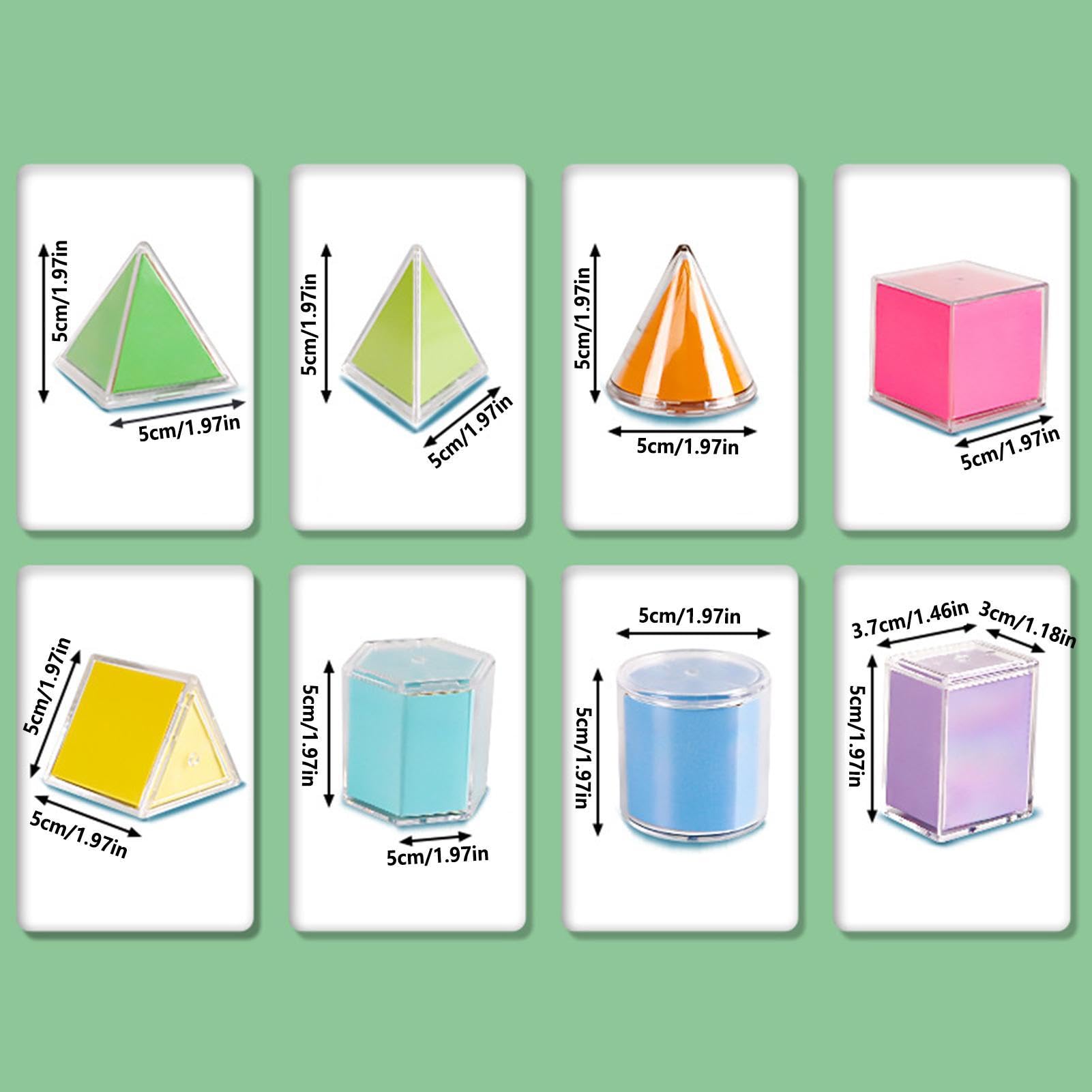 Zestaw kształtów geometrycznych 3D, matematyka manipulacyjna , 8-częściowy zestaw narzędzi do nauczania ręcznego, edukacji w przedszkolu, szkole, w domu, wczesnej nauce, wizualnej pomocy