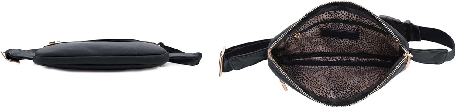 LOVESOME Vegan Leather Everywhere Fashion Waist Bag Fanny Pack Crossbody Bag Belt Bag Sling Bag with Adjustable Strap for Women (Black)