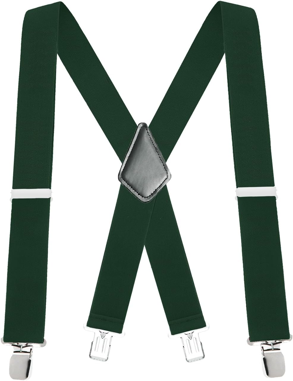 Buyless Fashion Mens Suspenders - 48" Elastic Adjustable Heavy Duty 2" Wide - X Back