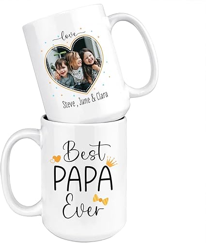 Miniatura 7 de Papasaurus - Taza de café blanca personalizada con texto en inglés "Papasaurus Like A Normal Papa But More Awesome de 11 oz, 15 oz, taza para el