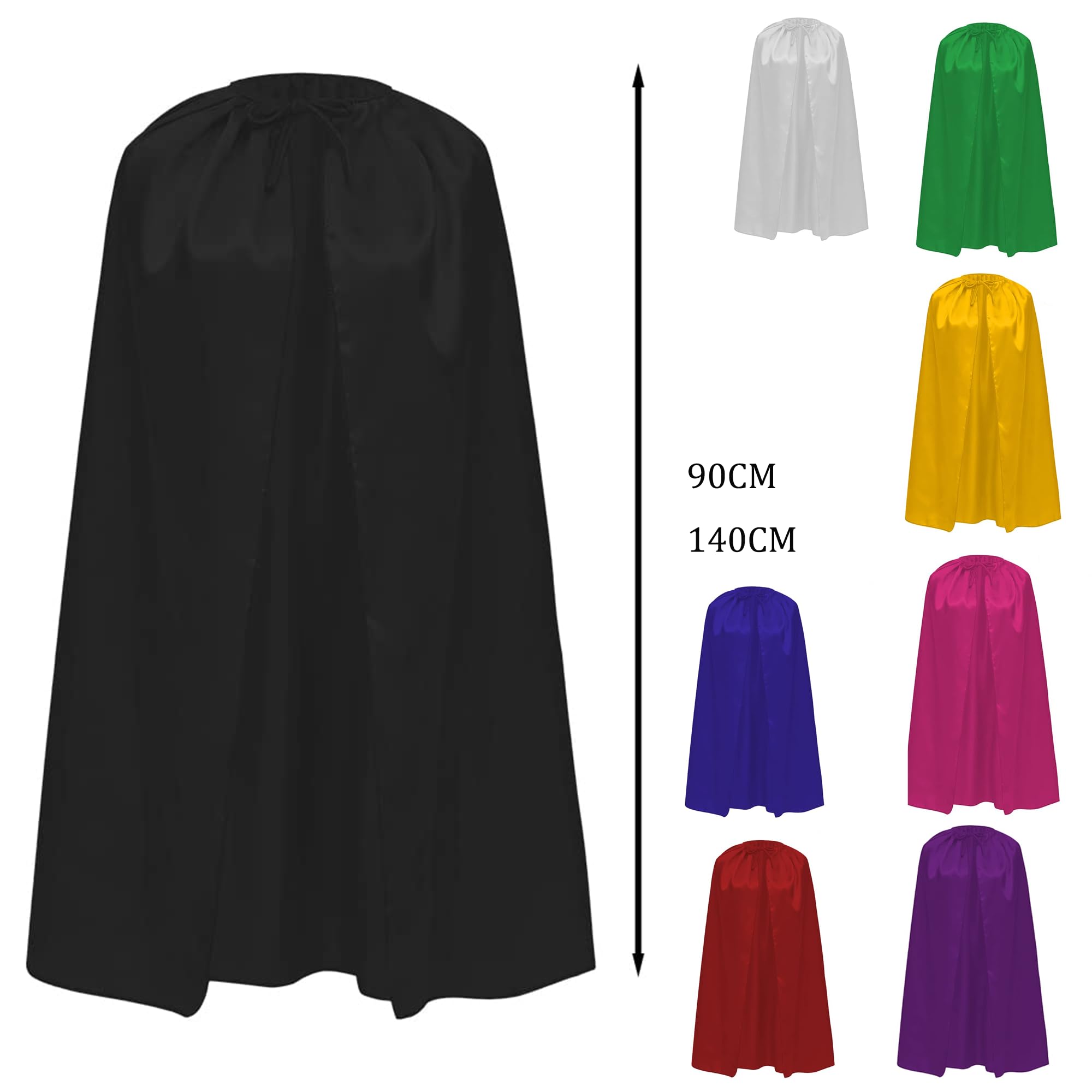 Carnavalife Superhero Cloak for Teens and Adults Satin Cape with Glitter, White, M/140CM, Unisex, Hooded Cloak - Image 2