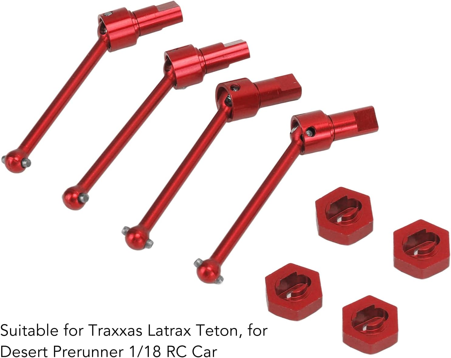 VGEBY RC Car Front Rear Drive Shaft, Aluminum Alloy Driveshaft CVD for Latrax RC Axle Teton 1/18 Car Crawler Parts(Red) Latrax Rear Axle Shaft Teton
