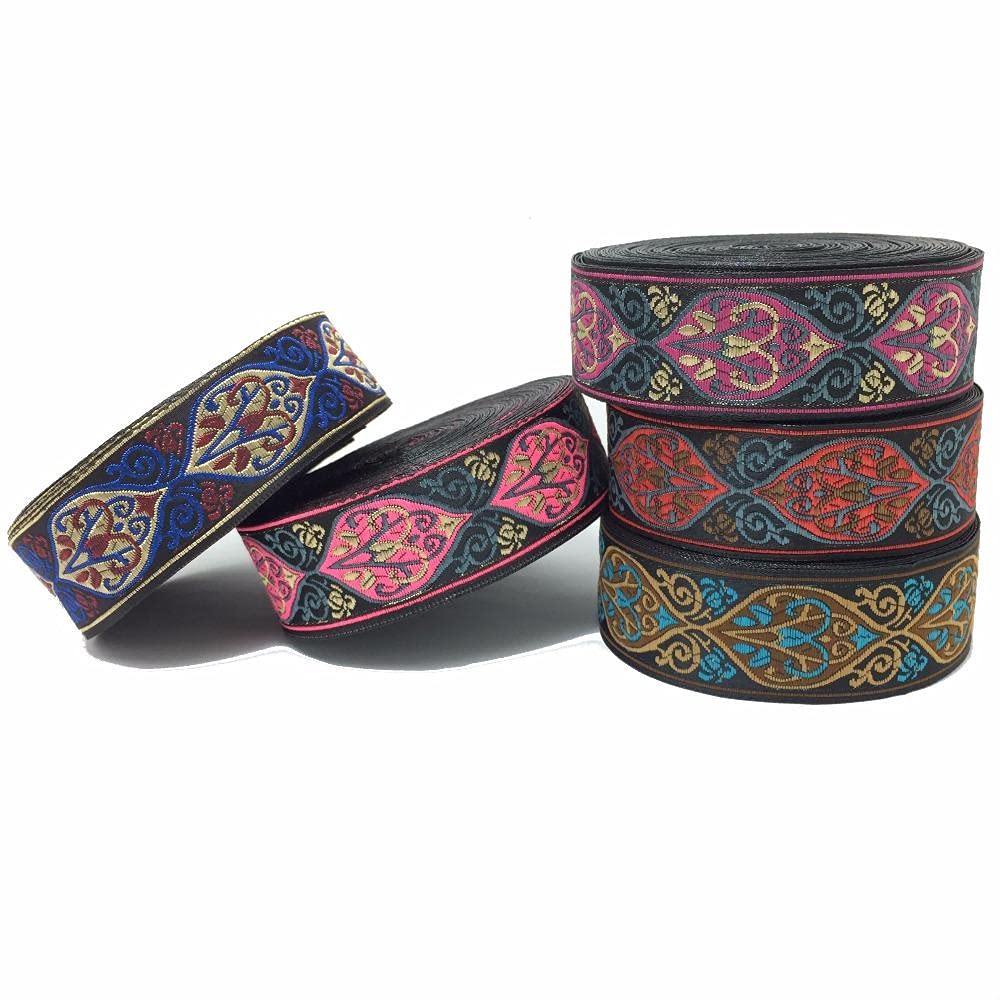 Ribbons For Gift Wrapping Ribbon For Fabric Satin Ribbons 6 Cm Szeroki Tkana Wstążka Żakardowa Klasyczna Totem Design Do Akcesoriów Kurtynowych I Odzieży 10 Jardów Za Dużo-Purpurowy_30Mmx10Yard.