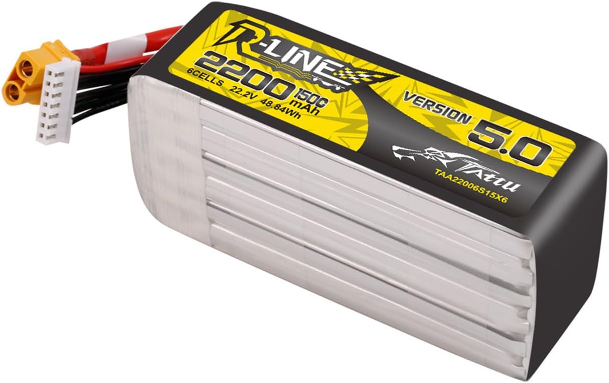 TATTU R-Line Version 5.0 2200mah 6S 150C 22.2V Lipo Battery Pack with XT60 Plug(2Pcs)