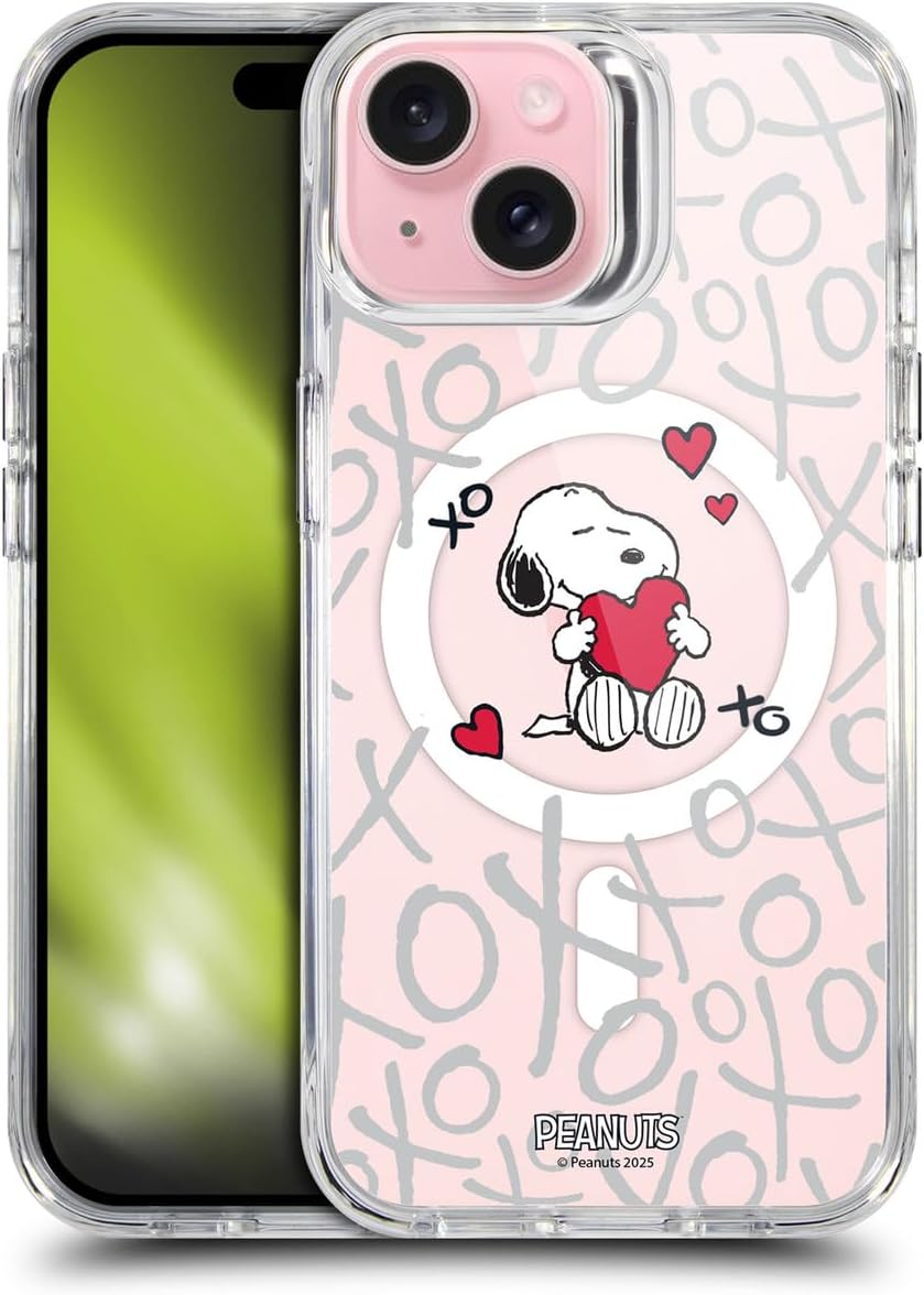 Head Case Designs Officially Licensed Peanuts XOXO Snoopy & Friends Shockproof Bumper Case [Military Grade Protection] Compatible with and Compatible with MagSafe Apple iPhone 15