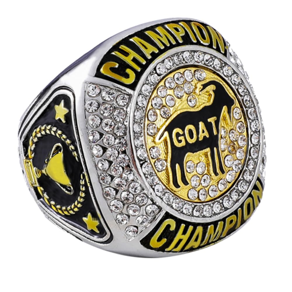 guancrown Goat Championship Rings Award Trophy Medal Greatest of All Time Gift for Tournament or League Champion Winner (just Ring, Size 10)