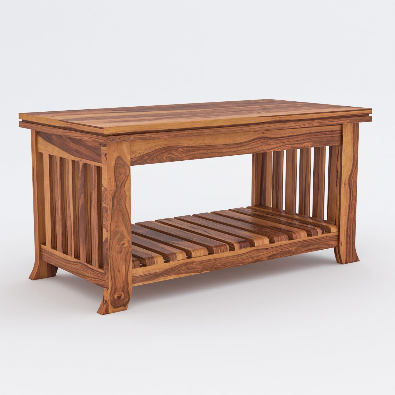 Sheesham Wood Centre Table for Living Room, Coffee Table, Teapoy, Solid Wooden Home Furniture (Design 1) 3