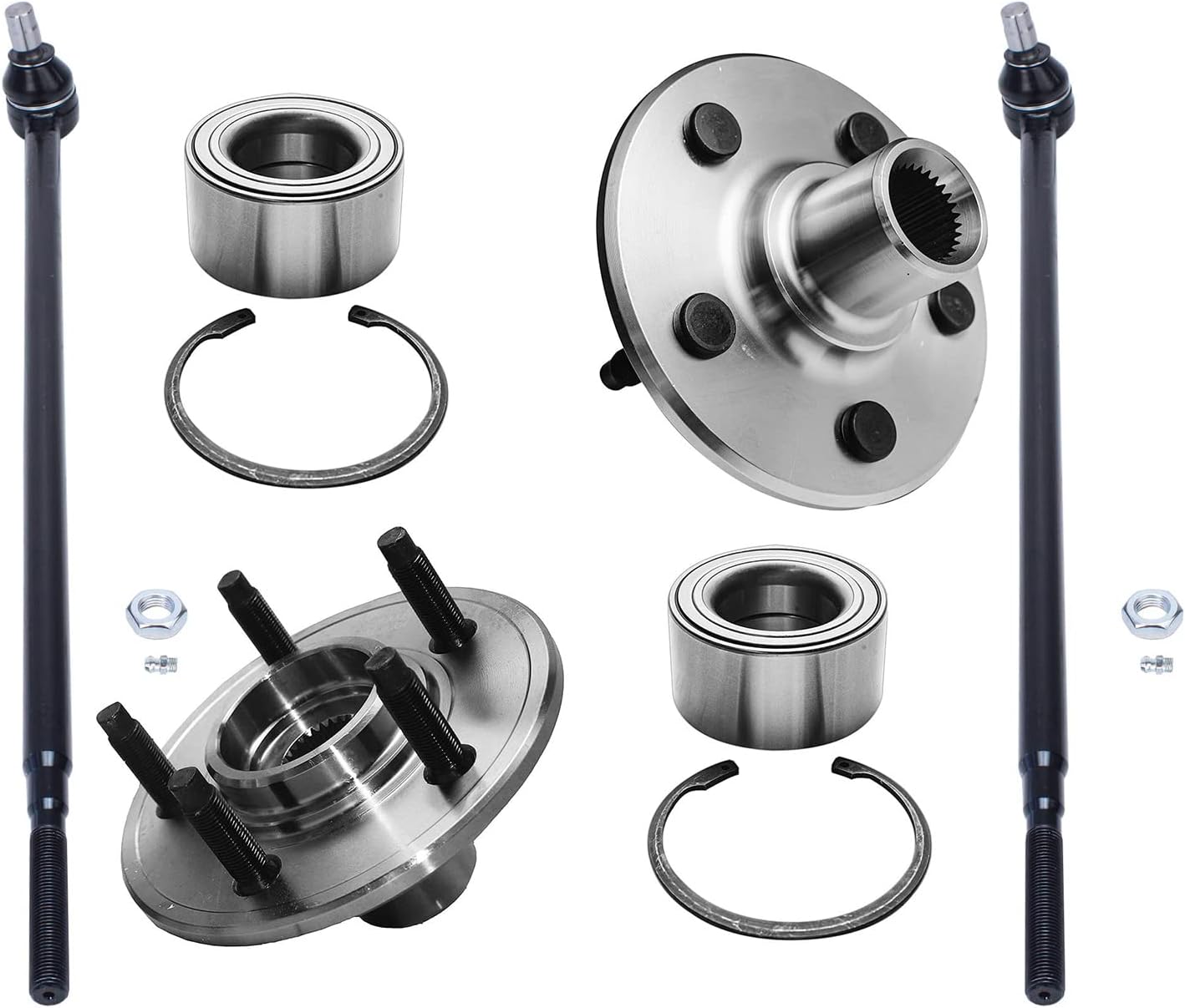 Detroit Axle - Rear 4pc Wheel Bearing Hubs Kit for 2002-2005 Ford Explorer Mercury Mountaineer Lincoln Aviator, 2 Wheel Bearing and Hubs 2 Outer Toe Compensator Links 2003 2004 Replacement