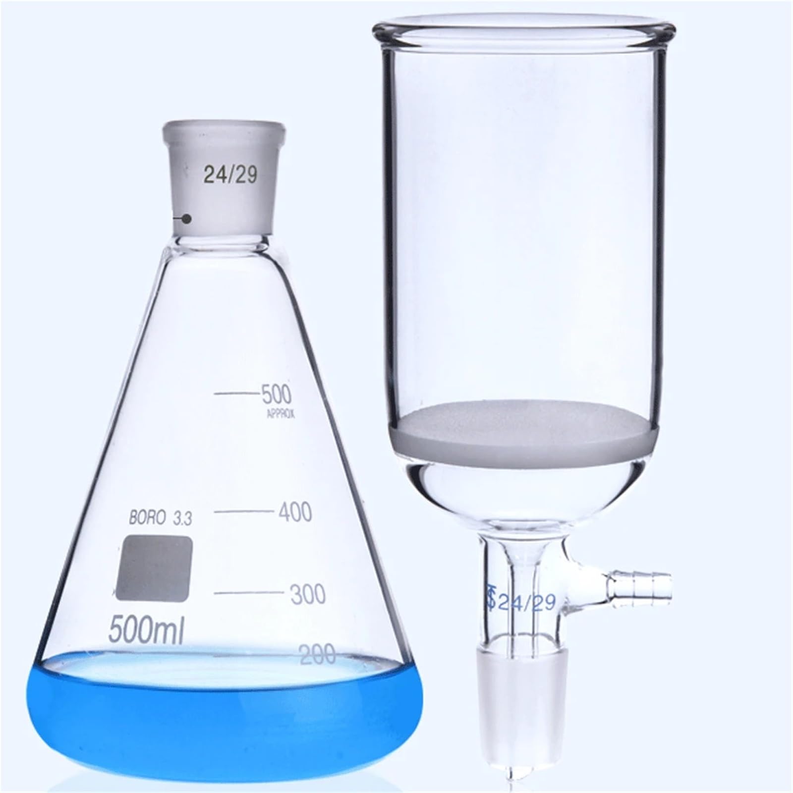Kit de botella de filtro de destilación por filtración al vacío, cristalería, experimento químico(500ml 250ml)