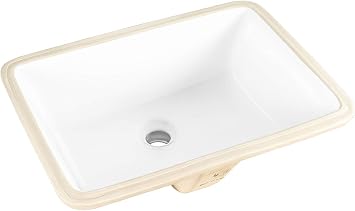 Fiore 2015, 20''x15'' Rectangle Undermount Bathroom Sink w/Concealed Overflow hole, Modern Style Porcelain Ceramic Lavatory, White Vanity Vessel Sink